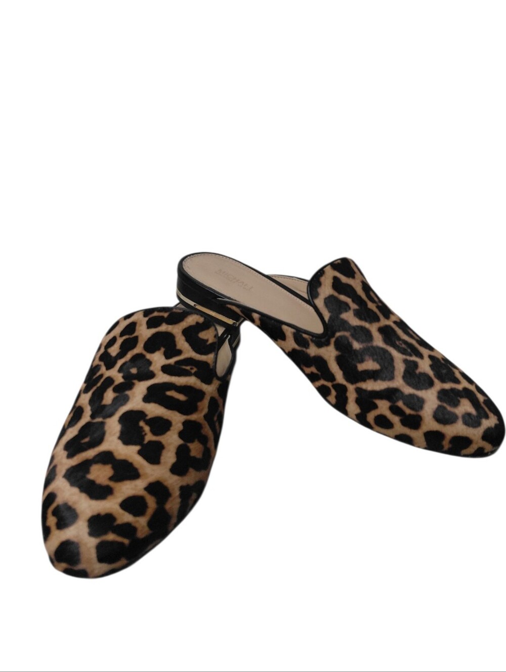 Michael Kors Natasha Calf Hair Leopard Print Slip-On Mules Size 7.5